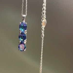 Blue petalite and sterling silver pendant with chain